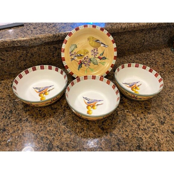 Vintage Lenox Winter Greeting Christimas Holiday Everyday Plate & 3 Bowls - Picture 1 of 12